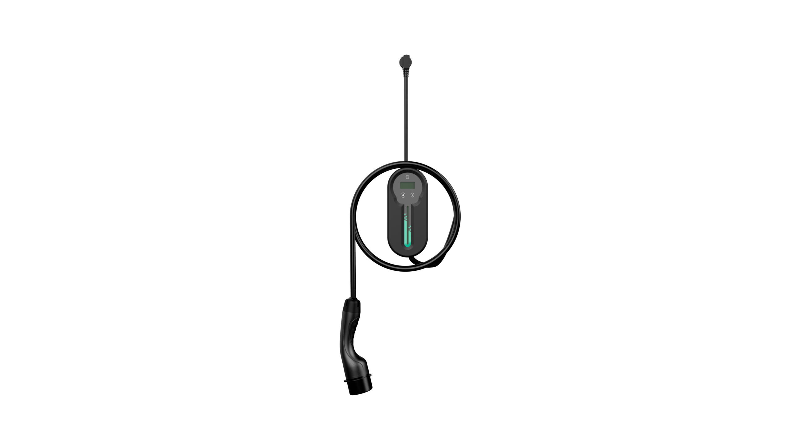 Plusrite Portable AC EV Charger EV-8A-16A 2 Plusrite Portable AC EV Charger EV-8A-16A side view with looped charging cable